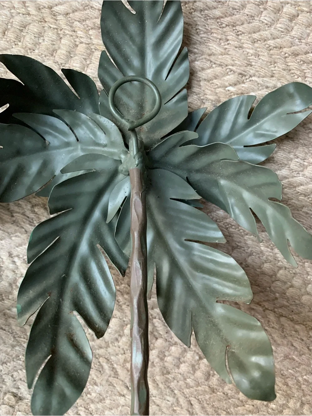 Green Metal Palm Leaf Wall Sconces - Decorative Candle Holders